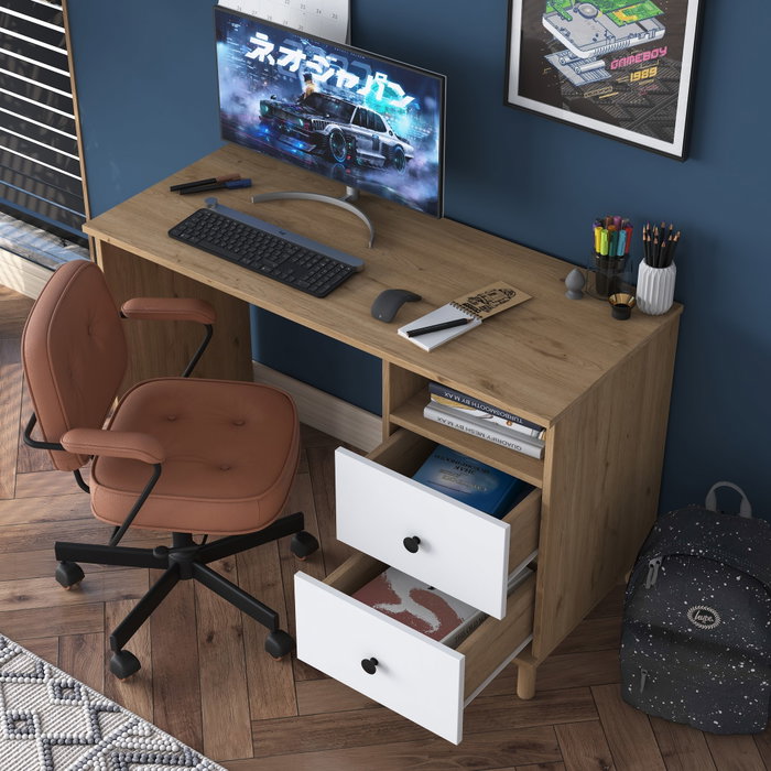 Hanah Home HA109 - 2633 Escritorio de estudio Nogal y Blanco Hanah Home HA109 - 2633 Escritorio de estudio Nogal y Blanco